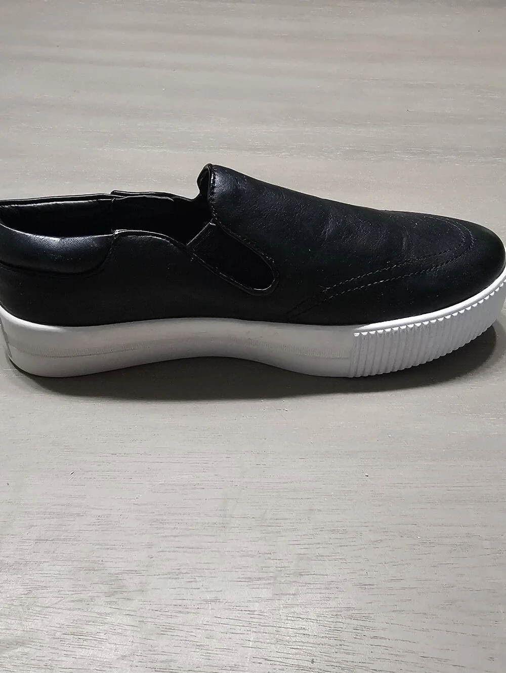 Pink Pop Brand Black Faux Leather Harper Slip On Platform Tennis Shoe Size 6.5